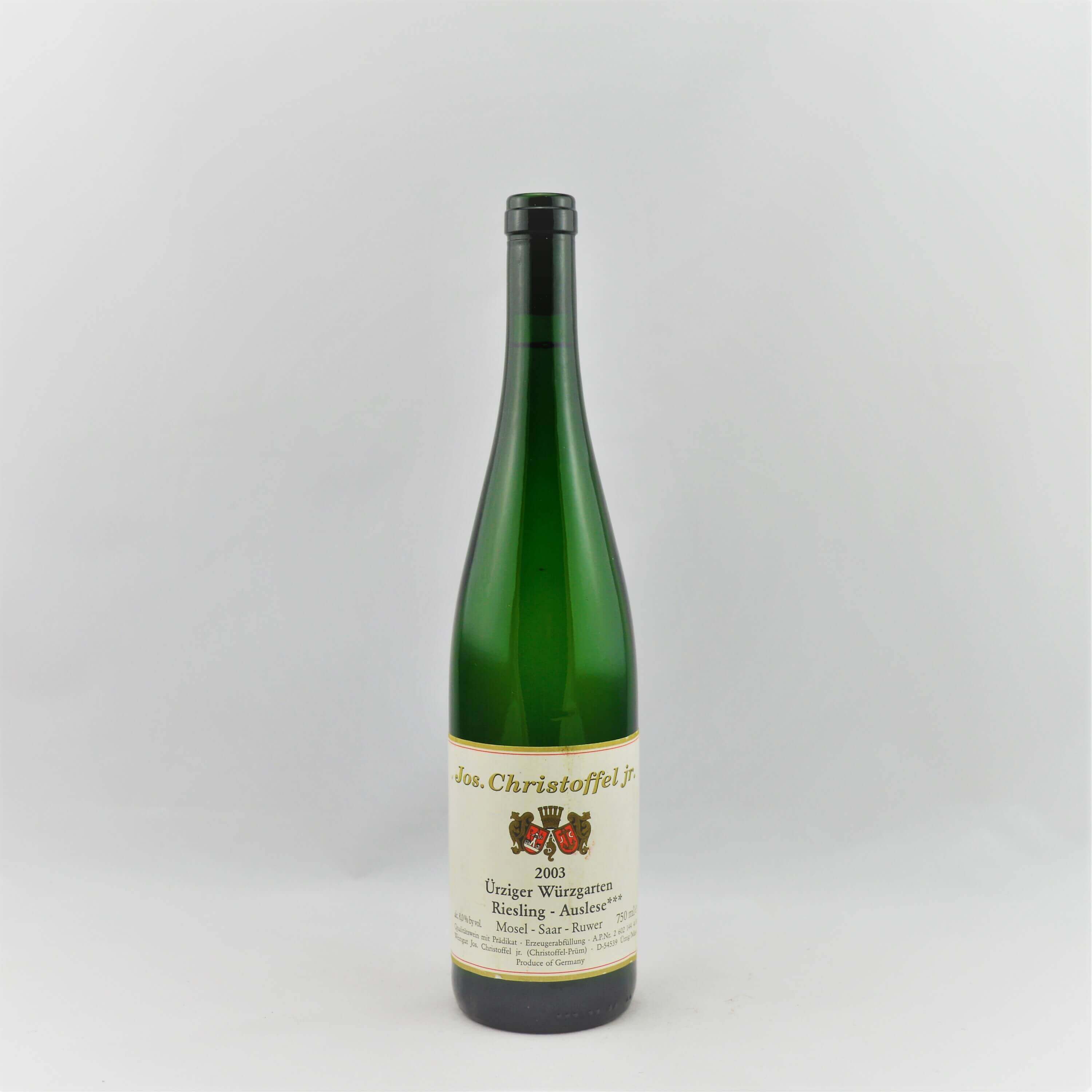 Jos Christoffel Jr Urziger Wurzgarten Auslese 2003 Rot Weiss Rose